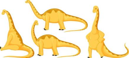 Different cute brontosaurus dinosaur cartoon characters vector