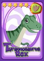 tiranosaurio rex dinosaurio tarjeta de dibujos animados vector