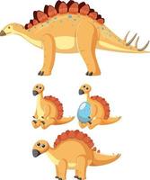 Set of cute dinosaur cartoon characters vector