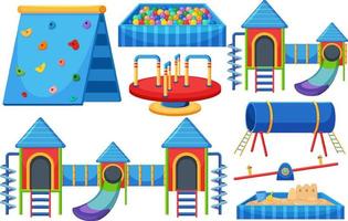 Set of children playground equipment on white background vector