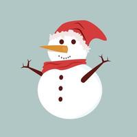 Snowman with hat vector on mint green background, christmas and winter decoration idea.