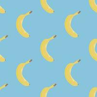 Seamless pattern background of yellow bananas. Vertical orientation on blue background. vector