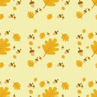 fondo de otoño de patrones sin fisuras con hojas de color amarillo dorado. concepto de caída, para papel tapiz, postales, tarjetas de felicitación, páginas web, pancartas, ventas en línea. ilustración vectorial vector