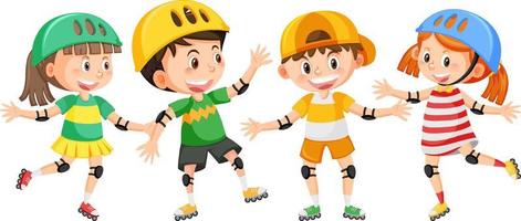 Kids on inline skates cartoon vector