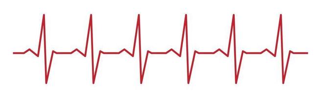 Heart pulse - curved red line on white background, medical tests - Vector