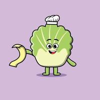 cartoon chinese cabbage chef with menu in hand vector