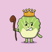 cartoon chinese cabbage king with golden crown vector