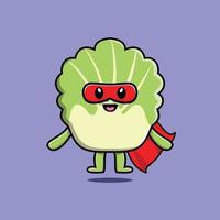 Cute chinese cabbage superhero character flaying