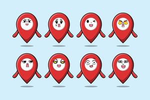 Set kawaii pin location cartoon with expressions vector