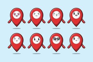 Set kawaii pin location cartoon with expressions vector