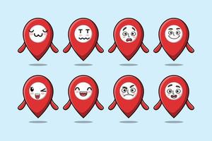 Set kawaii pin location cartoon with expressions vector