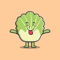 Cute cartoon chinese cabbage on flashy expression vector