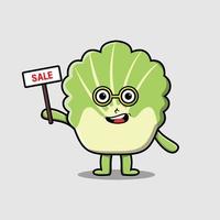 Cute cartoon chinese cabbage holding sale sign vector