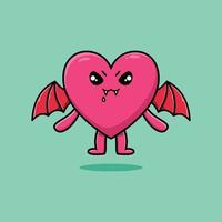 Cute cartoon Lovely heart as dracula with wings vector