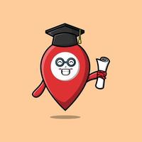 día de graduación de estudiante de ubicación de pin de dibujos animados lindo vector