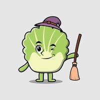 cartoon witch shaped chinese cabbage character vector