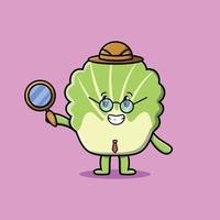 Cute cartoon character Chinese cabbage detective vector