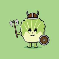 Cute cartoon Chinese cabbage viking pirate vector