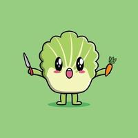 cute chinese cabbage cartoon character with different expressions of cartoon face vector illustrations