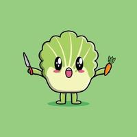 cute chinese cabbage cartoon character with different expressions of cartoon face vector illustrations