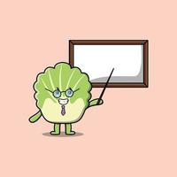 cartoon chinese cabbage teacher with whiteboard vector