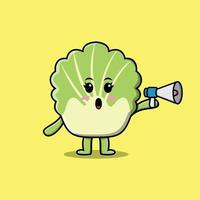 Cute Cartoon chinese cabbage speak with megaphone vector