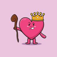 cartoon lovely heart wise king with golden crown vector