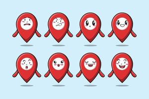 Set kawaii pin location cartoon with expressions vector