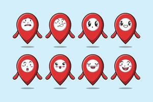 Set kawaii pin location cartoon with expressions vector