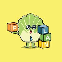 Cute cartoon chinese cabbage stacking plan box vector