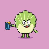 cute chinese cabbage cartoon character with different expressions of cartoon face vector illustrations