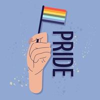 The concept of pride.A hand with a rainbow flag.   The concept of LGBTQ. Equality and protection of love. vector