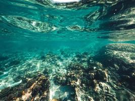 bajo el agua en la playa de la isla foto