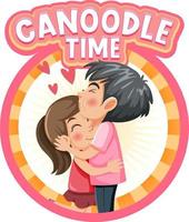 An couple in love cartoon character with word expression vector