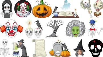 conjunto de halloween con monstruos aterradores vector