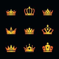 Crown Luxury Icon Set vector