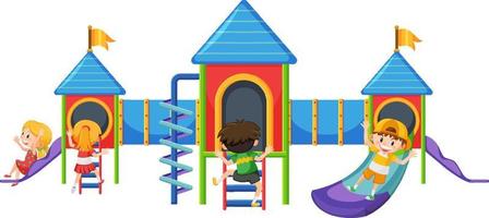 A children playground slide set on white background vector