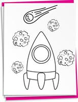 Hand drawn rocket on paper vector