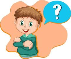 A boy thinking with question mark in callouts vector