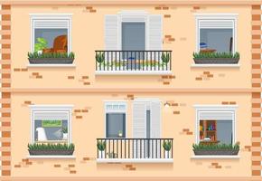 Apartment building with windows vector