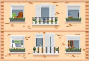 Apartment building with windows vector