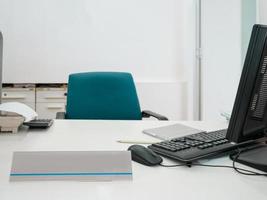 Office desk close up photo