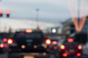 blurred of car on road with bokeh light photo