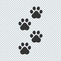 Cat or dog paw vector footprint icon. cartoon character symbol illustration on blank background