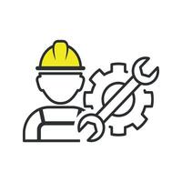 icono de técnico con diseño de silueta simple, vector de icono de reparador