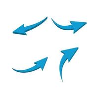 Set of 3D Curved Blue Arrows Vector. Isolated on blank Background vector