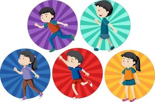 Different active kids simple cartoon character vector