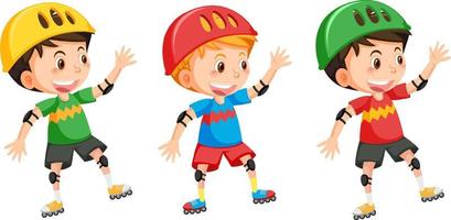 Boys on inline skates cartoon vector