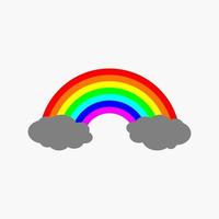 arco iris con vector de icono de nube aislado sobre fondo blanco