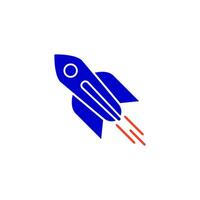 Vector icon rocket flying isolated on blank background